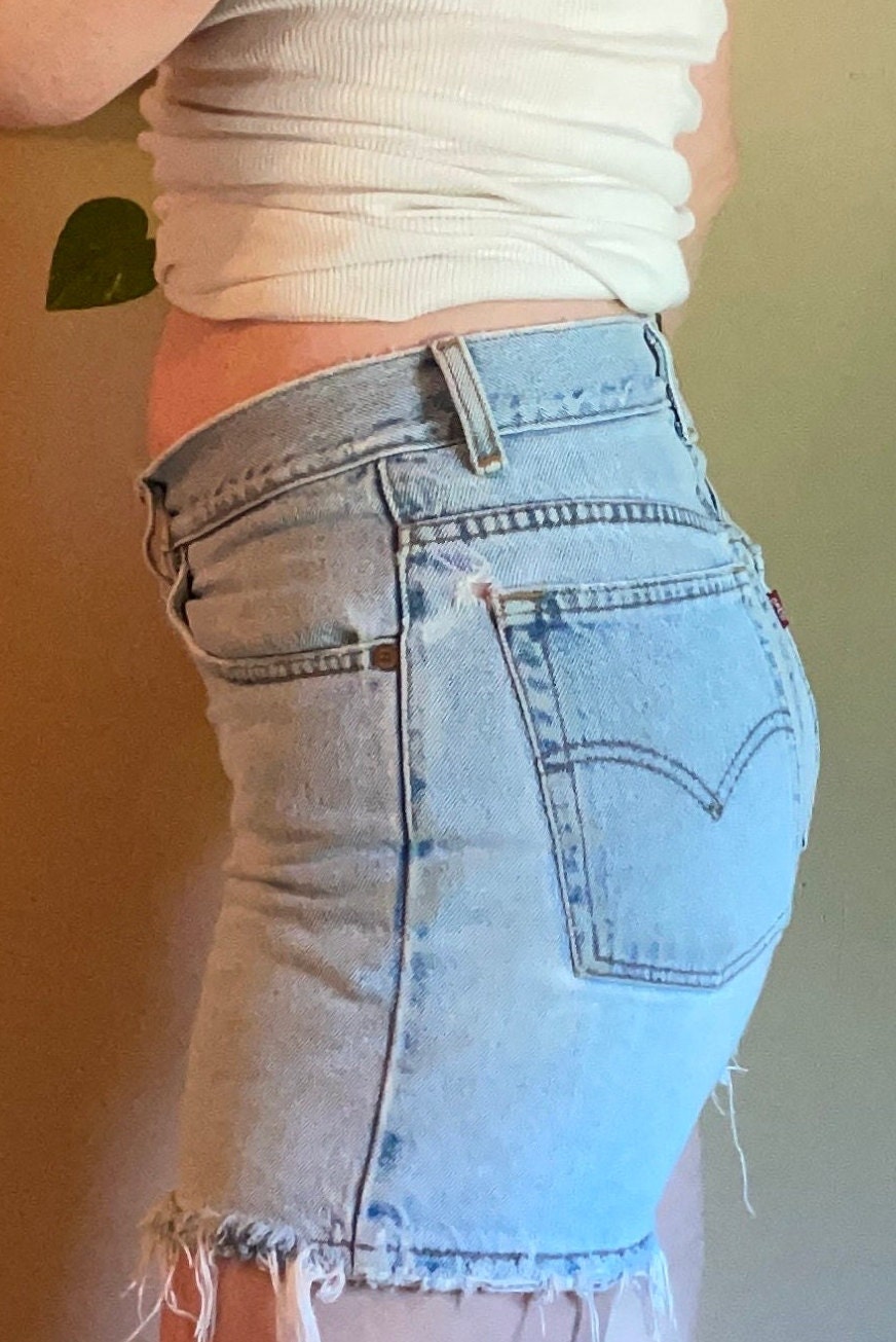 vtg 90s LEVIS CUTOFF SHORTS // vintage frayed distressed y2k grunge cut off sweater autumn wear streetwear hippie casual jorts jean denim