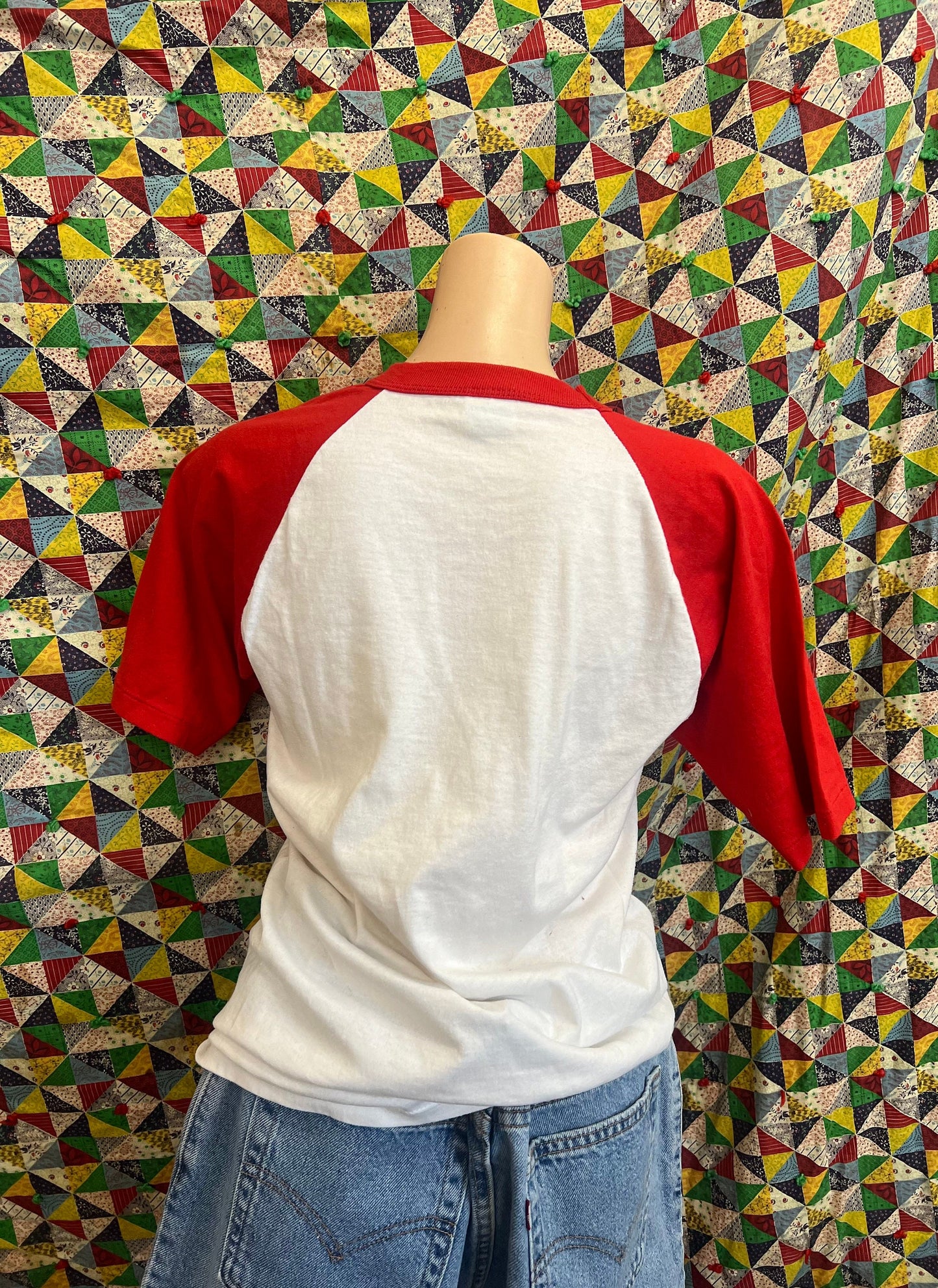 vtg 70s WALT DISNEY WORLD Shirt // vintage mickey mouse small womens raglan red white retro ringer disney world souvenir t shirt 3/4 sleeve