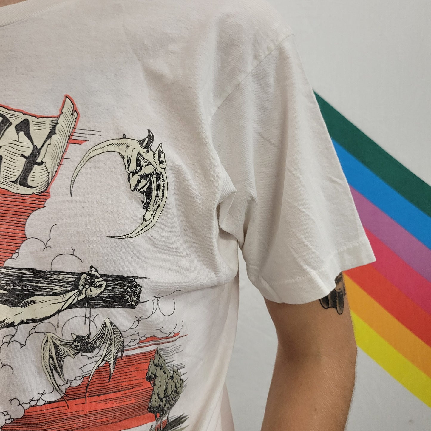 vtg 90s OZZY OSBOURNE TSHIRT // 1991 vintage single stitch hanes glow in dark jesus devil print aop gargoyle dark prince blacl sabbath 80s