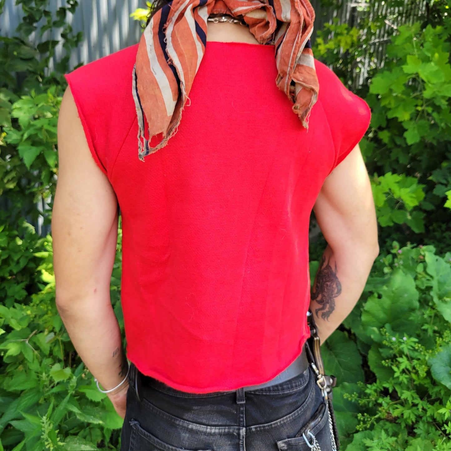 vtg 80s BOURBON ST SLEEVELESS top // vintage french quarter new orleans sweatshirt workout tank gym aerobics red sweat yoga shirt tee