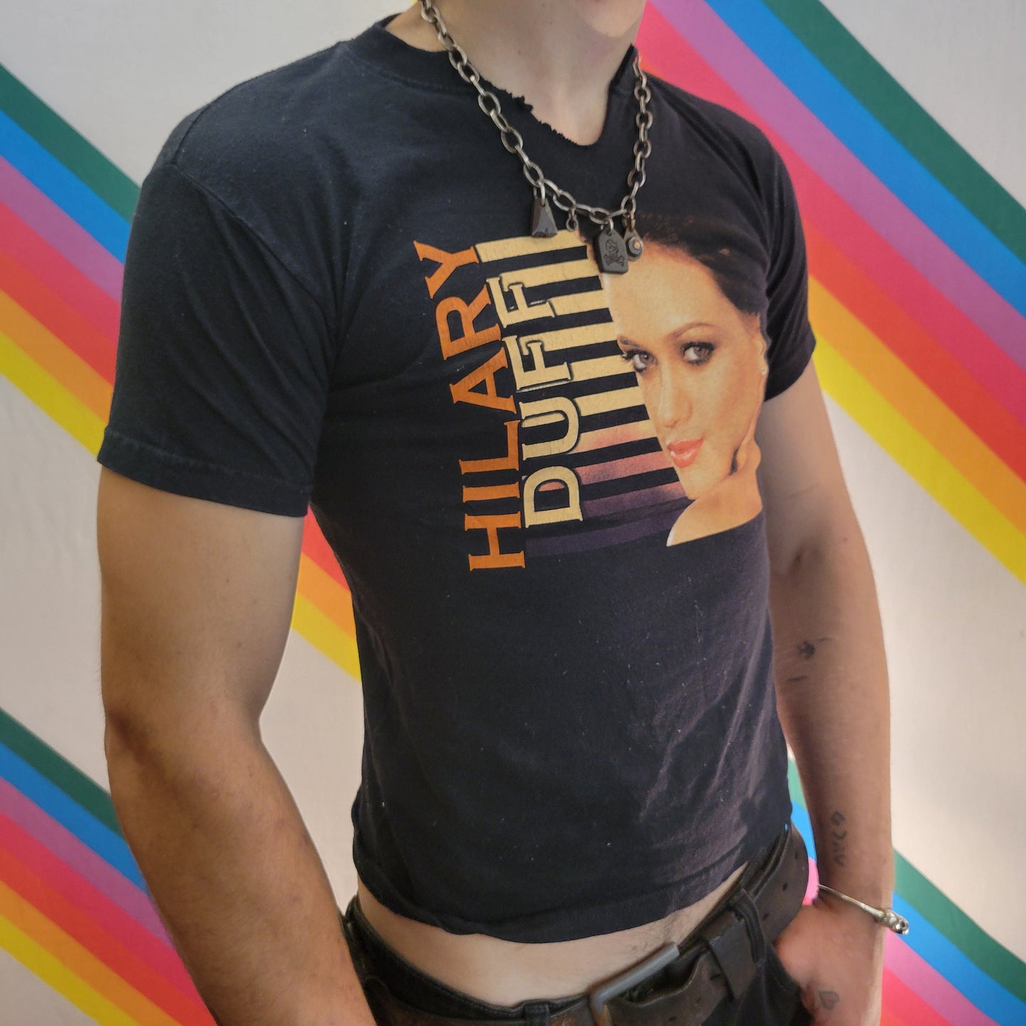 vtg y2k HILARY DUFF baby tee // vintage cut chopped distressed madonna cher britney spears style era fashion 90s hanson mmmbop mtv pop star