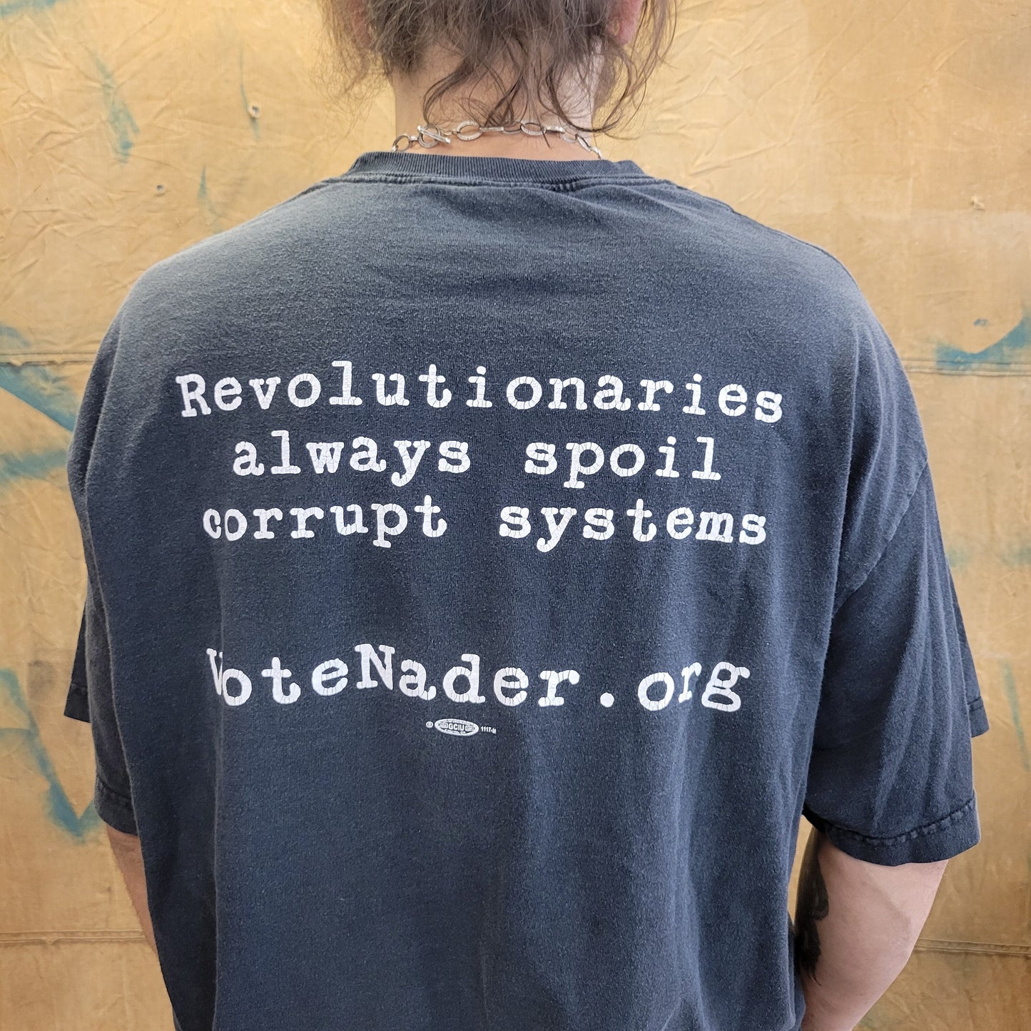 vtg y2k NADER REVOLUTIONARY TSHIRT // vintage baggy tee green party bernie sanders political democrat socialist liberty revolution fade