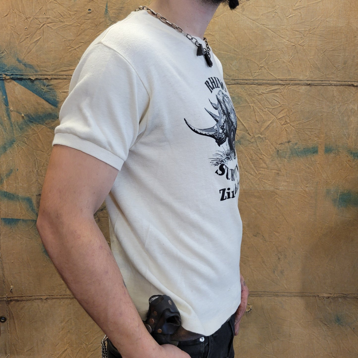 vtg 80s SAVE a HORNY FRIEND tshirt // vintage single stitch rhino survival zimbabwe africa safari spring break thin perfect style outback