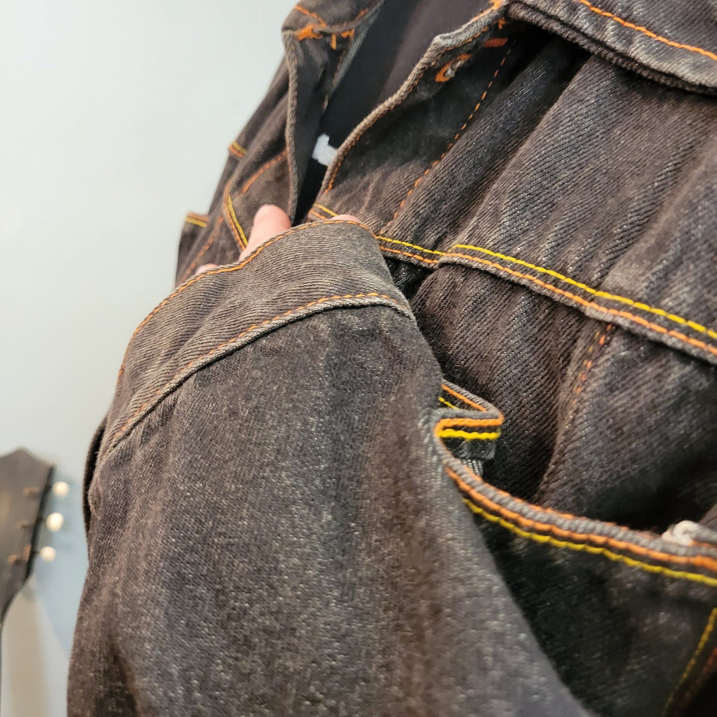 vtg y2k BROOKLYN XPRESS DENIM jacket // vintage wutang biggie rap hip hop jay z oversized jean black fat albert fubu xl southpole style