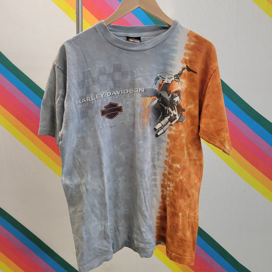vtg Y2K HARLEY DAVIDSON SHIRT // vintage medium mens 2000s 90s authentic biker motorcycle shirt phoenix arizona single stitch tie dye orange
