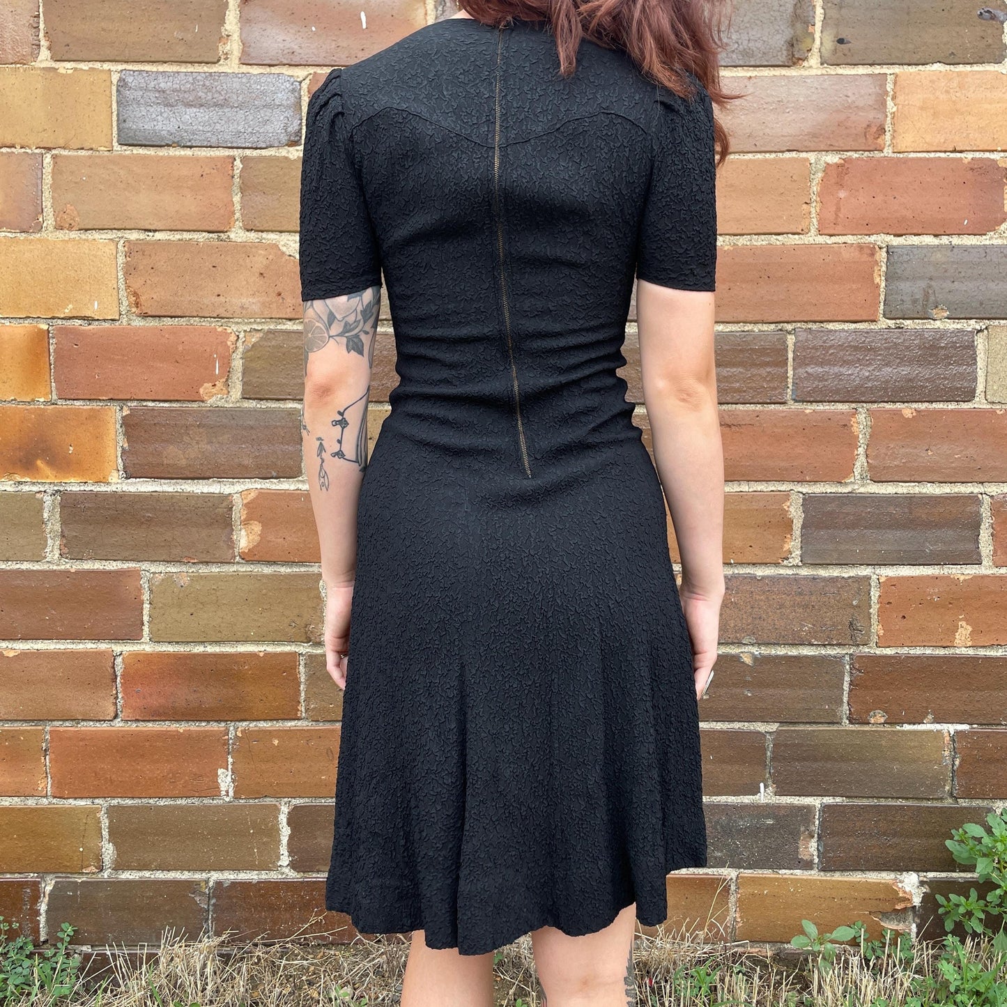 vtg 1930s BLACK & WHITE DECO dress // slinky inky black rayon shelf bust crepe art deco gothic mini dress cruella Halloween autumn