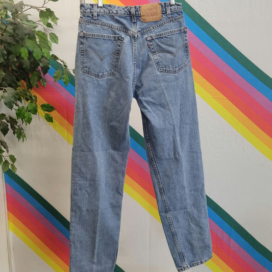 vtg 90s LEVI JEANS 550 // vintage relaxed fit levis medium stone wash mid rise 33 x 34 1990s y2k baggy jeans red tag usa levi strauss winona