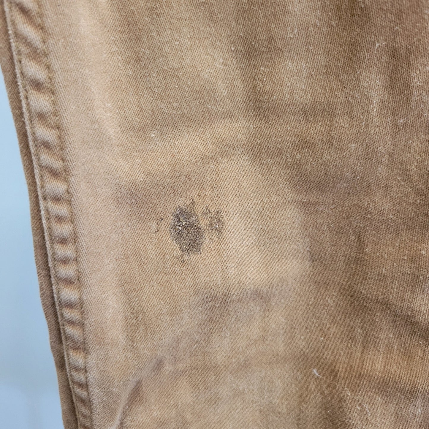 vtg 70s BROWN LEVIS JEANS / vintage distressed soft cotton flares khaki beige flare hippie rustic brown boot cut pants white tab earth tones