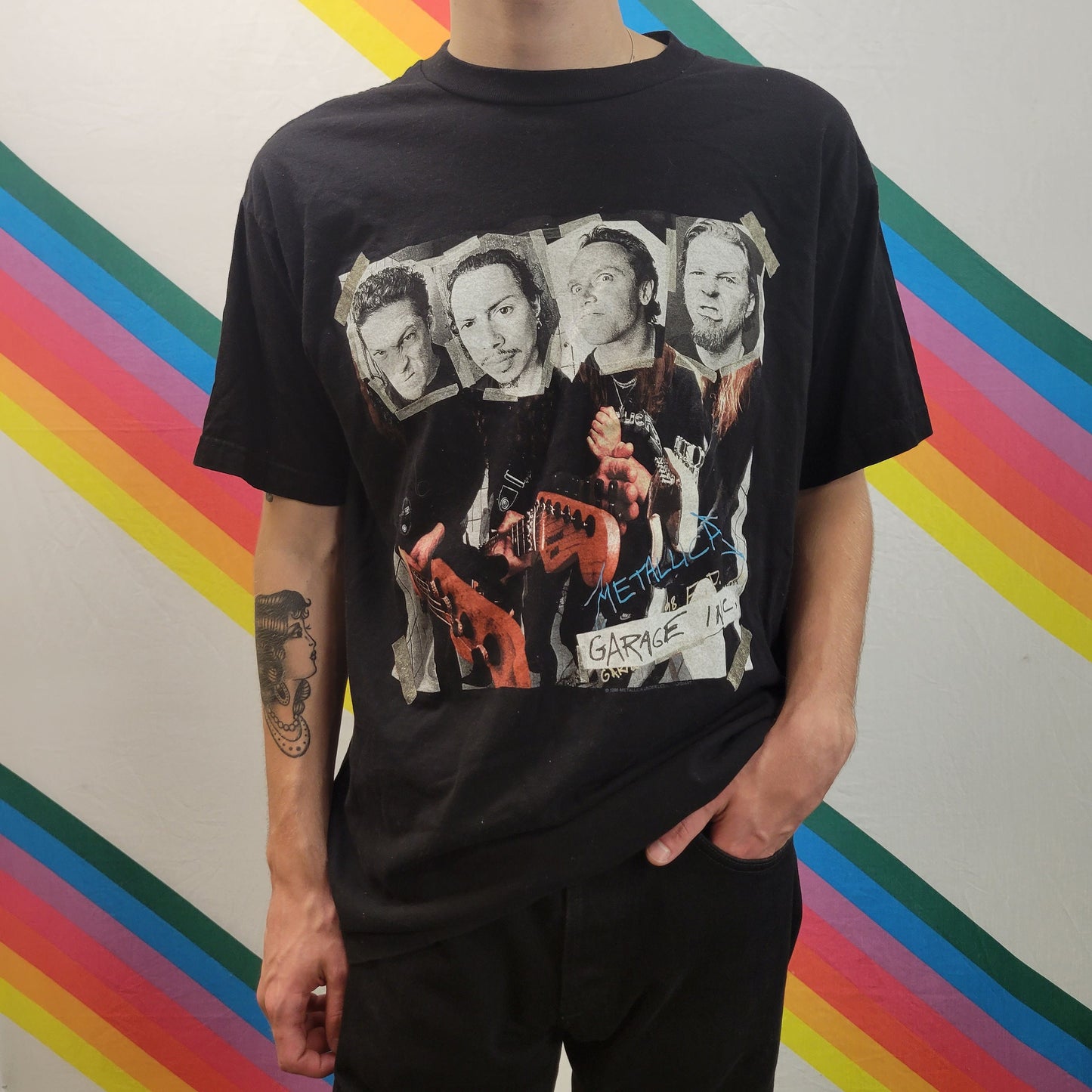 vtg 90s METALLICA TSHIRT // vintage y2k authentic band tee garage inc 1998 album tour shirt classic rock shirt black punk large baggy tee