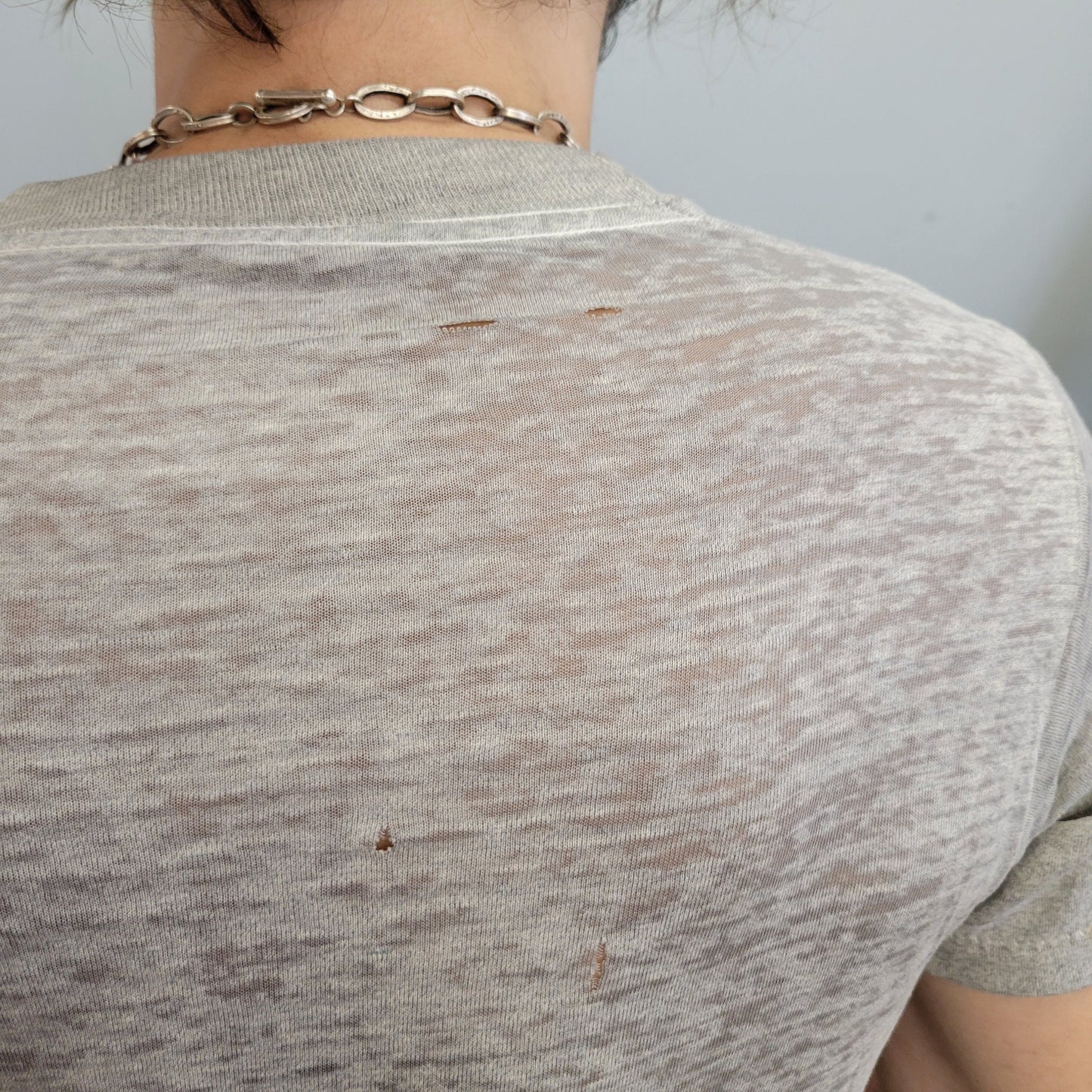 vtg 80s ARMY PAPER THIN tshirt // vintage single stitch usmc united states distressed   gym workout faded broken holes tears transparent