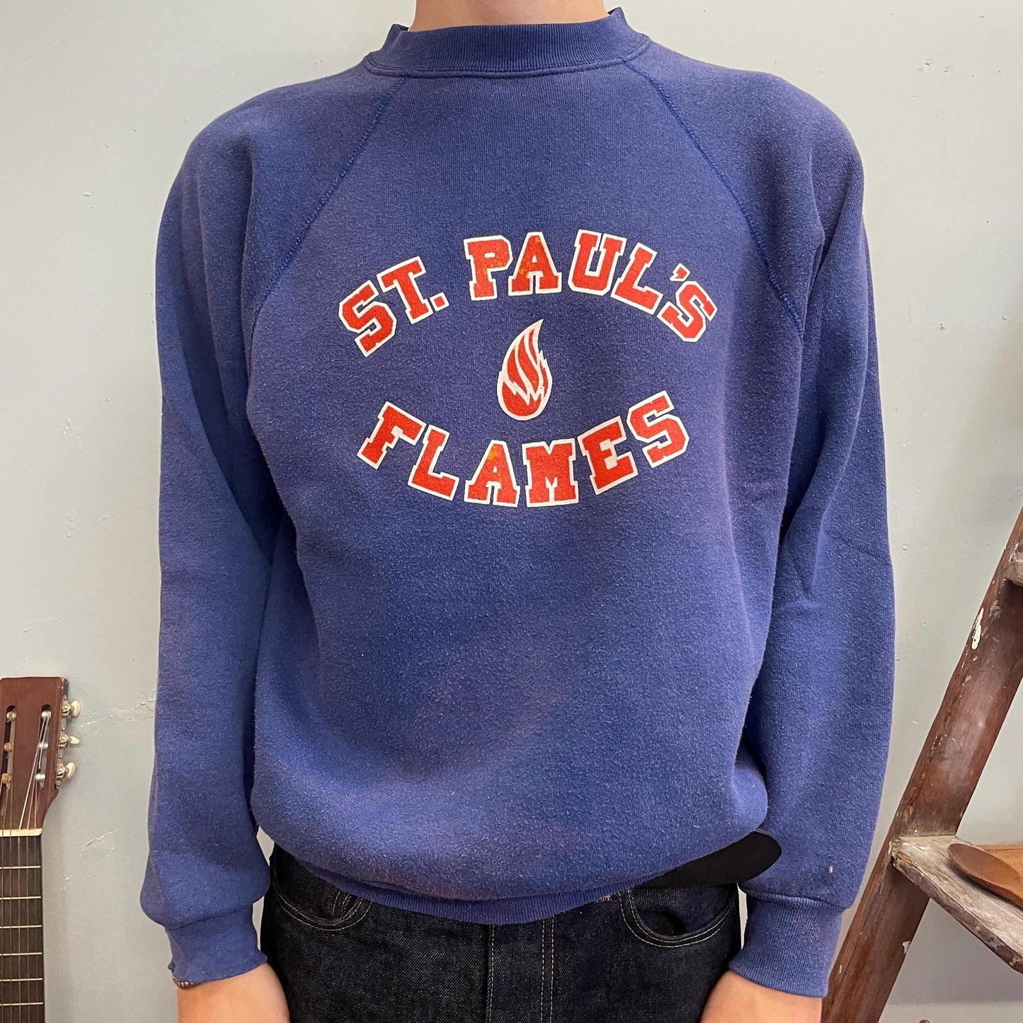 vtg 80s ST PAULS FLAMES sweatshirt // vintage crewneck mn wi wisconsin sports college high school athletic team retro true vintage top shirt