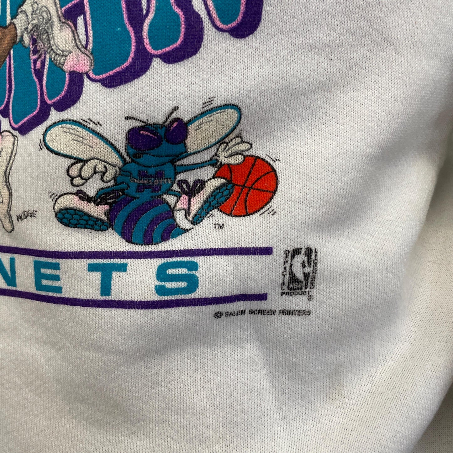 vtg 80s REX CHAPMAN SWEATSHIRT // vintage basketball hornets crewneck small stain retro kids charolette nba big head old school merch