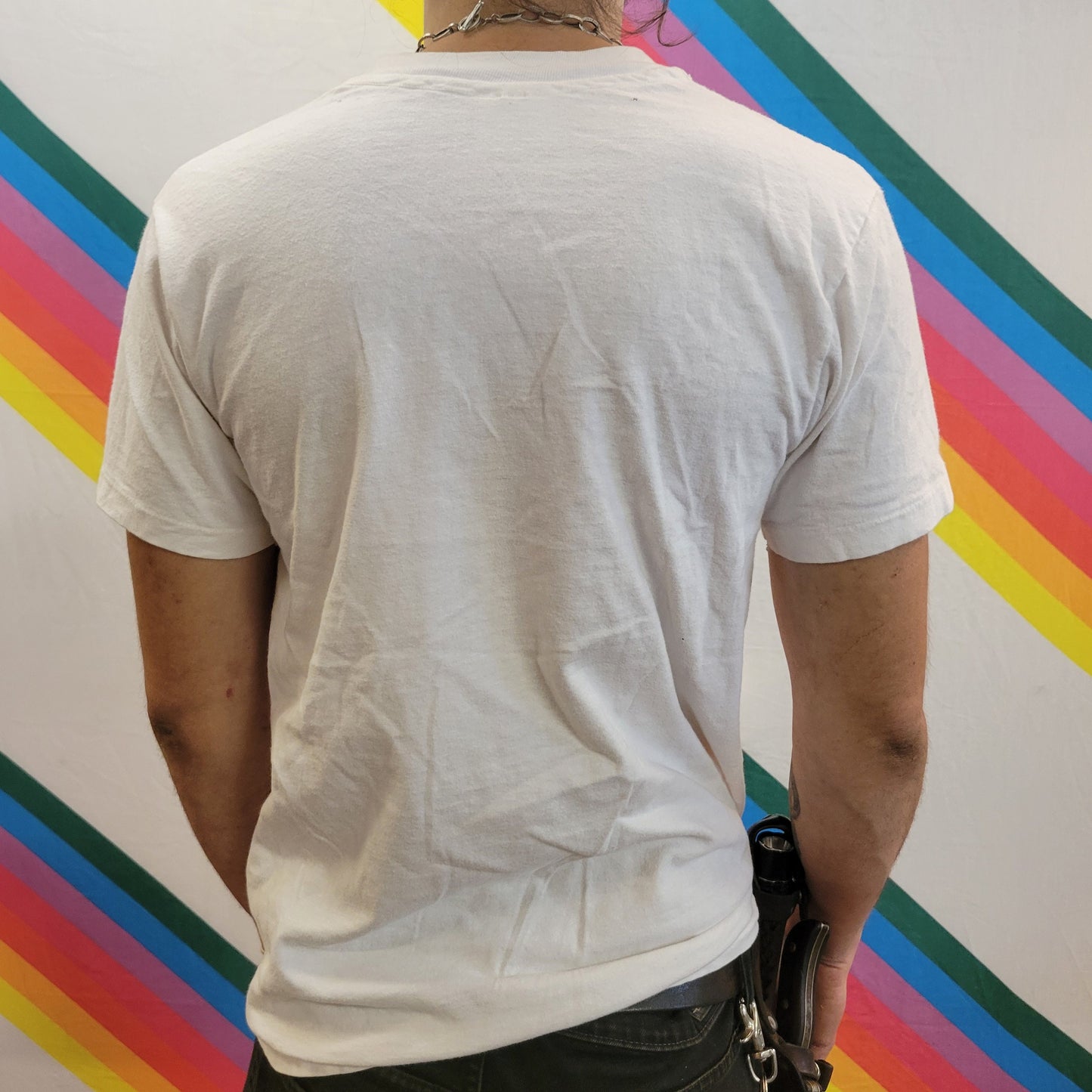 vtg 80s PEACE TSHIRT // vintage single stitch hanes beefy 70s homemade stencil art profect college school protest hippie love anti war tee