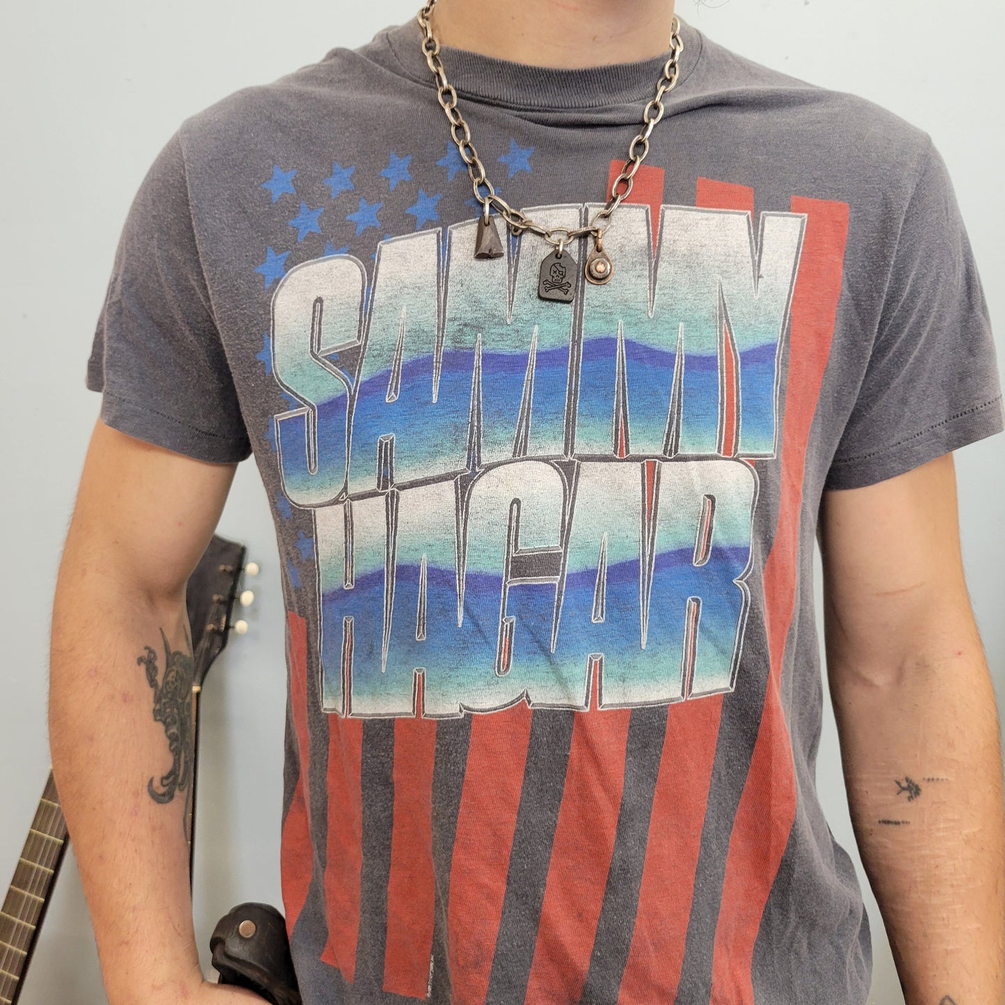 vtg 80s SAMMY HAGAR TSHIRT // vintage single stitch band tee eddie van halen tour concert metal rock kiss rocker trash guitar solos