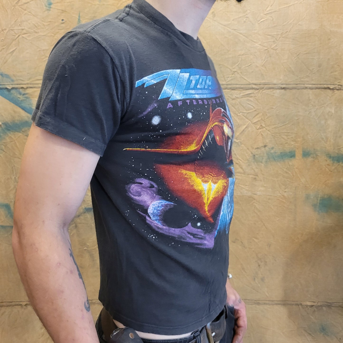 vtg 80s ZZ TOP AFTERBURNER tshirt // vintage single stitch band tee southern rock metal punk style black basic rocker sleeze glam beard rawk