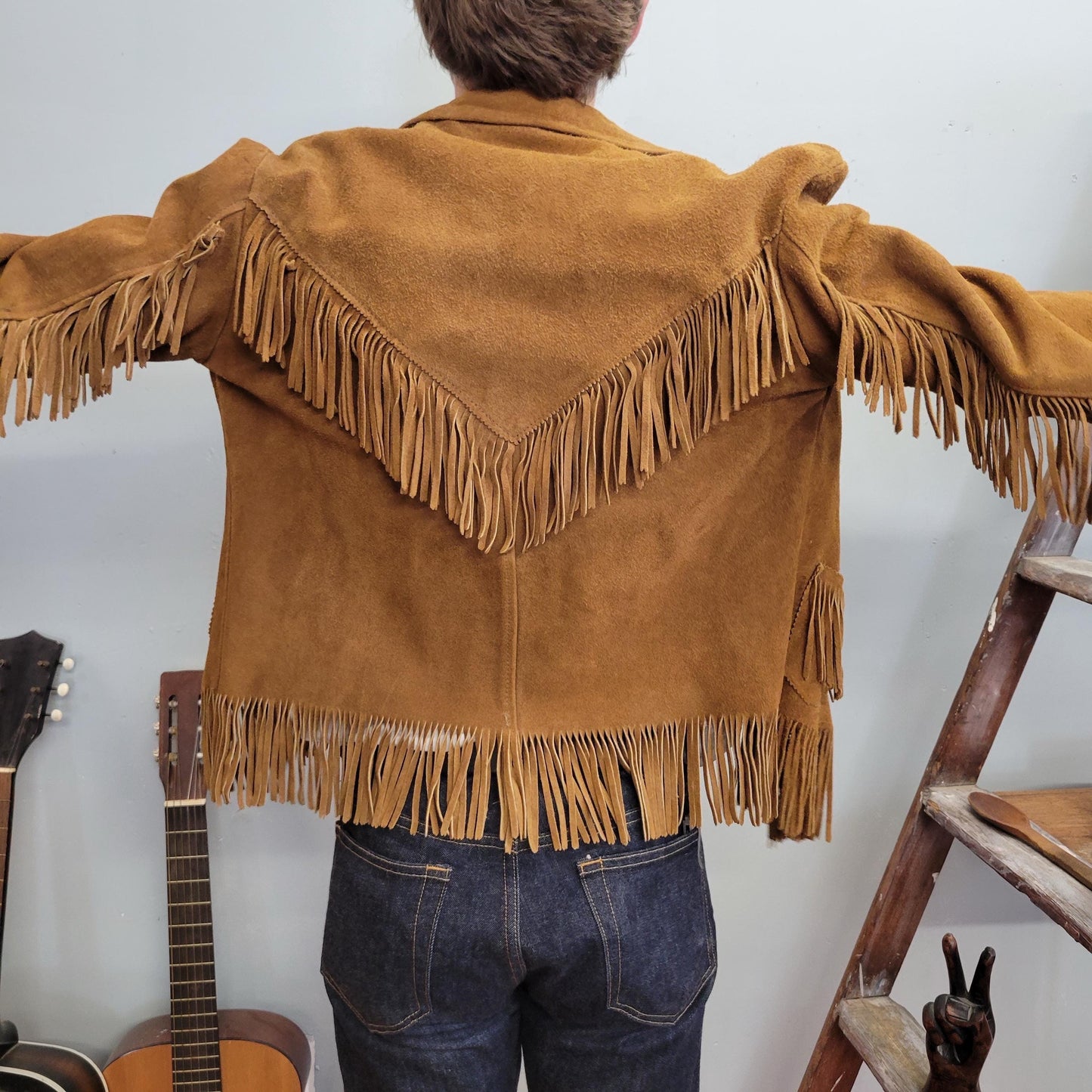 vtg 70s LEATHER FRINGE JACKET // fitted buckskin zip up western hippie ranch wear cowboy cowgirl genuine rocker tassel biker babe easy rider
