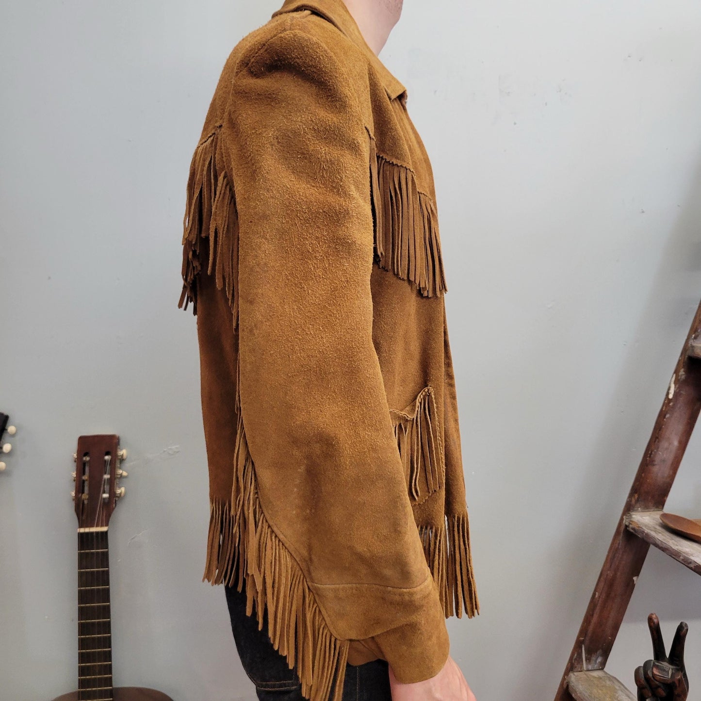vtg 70s LEATHER FRINGE JACKET // fitted buckskin zip up western hippie ranch wear cowboy cowgirl genuine rocker tassel biker babe easy rider