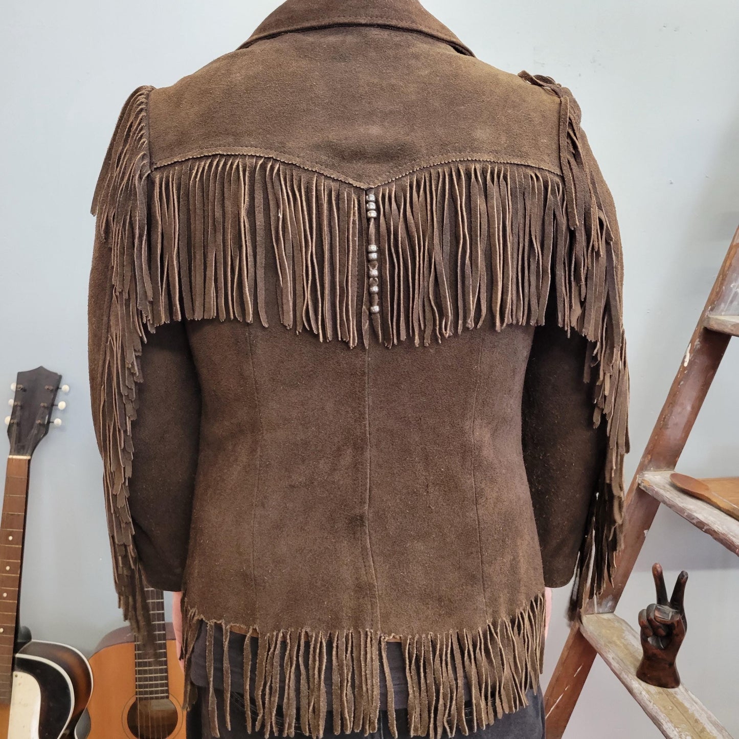 vtg 70s LEATHER FRINGE JACKET // vintage chocolate brown western wear hippie boho biker easy rider buckskin custom tassel statement piece