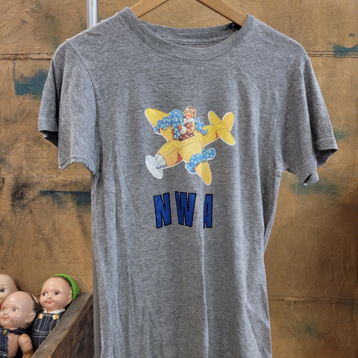 vtg 90s NWA TSHIRT // vintage thin soft womens aviation band tee funny sports team plane hipster punk rap tee over the sea carrot flower