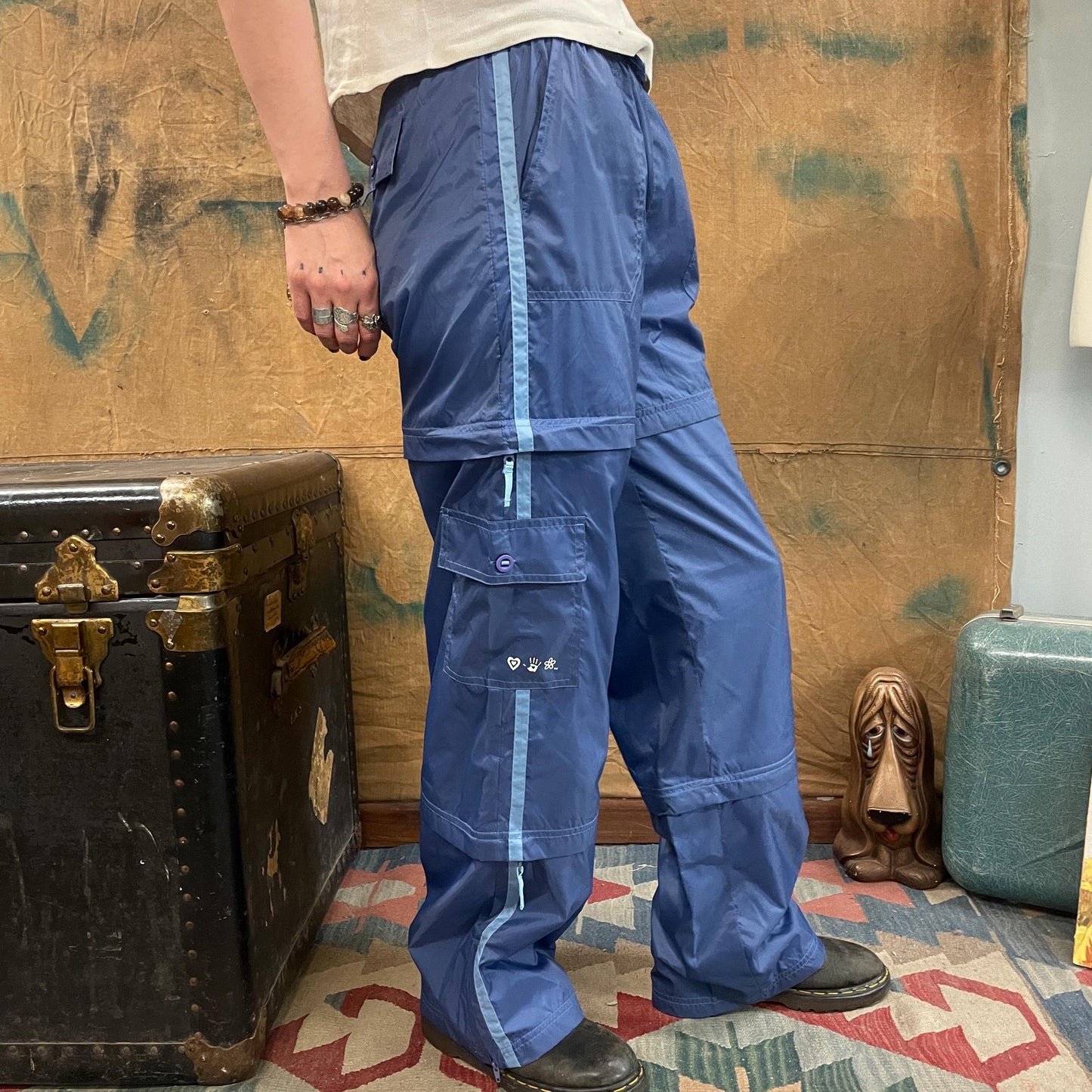 y2k 90s MUDD PANTS / SHORTS Combo !vintage detachable windbreaker zip off baggy nylon workout retro cute brat style casual prepy style
