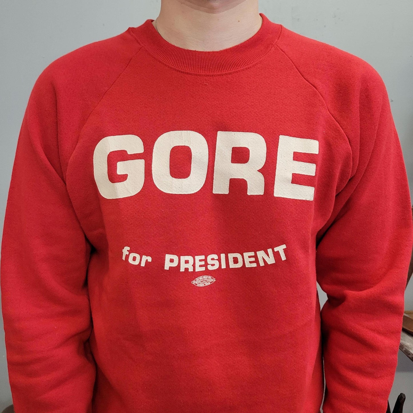 vtg 90s GORE PRESIDENT SWEATSHIRT // vintage crew neck bush tipper al candidate democrat red election earth republican vote president shirt
