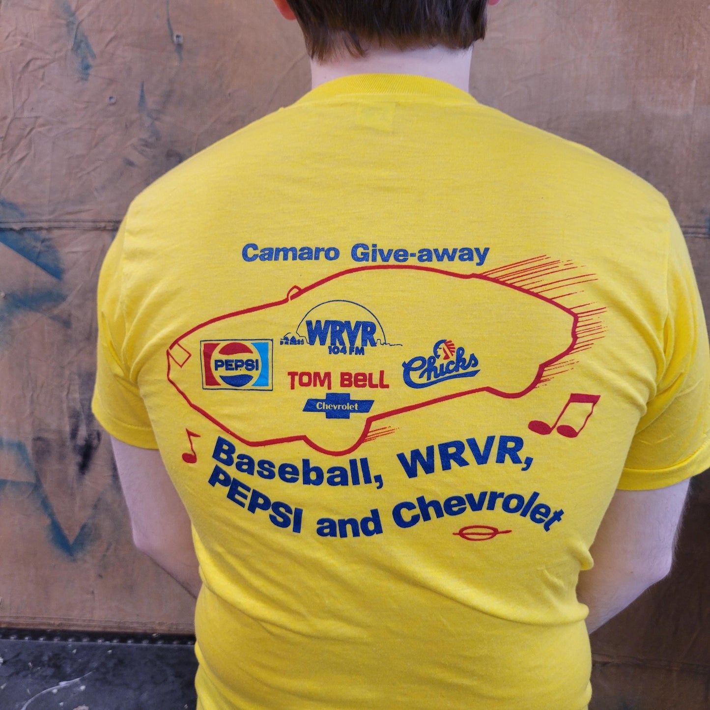 vtg 80s PEPSI CHALLENGE TSHIRT // vintage memphis coke track promo ad yellow screen stars thin event tee shirt running mtv tv era retro