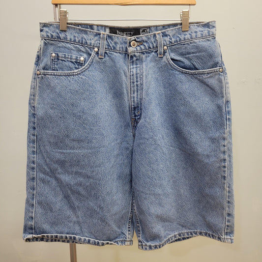 vtg 90s LEVI SILVERTAB DENIM shorts // vintage w34 baggy fit light medium wash jorts retro grunge streetwear casual school autumn denim jean