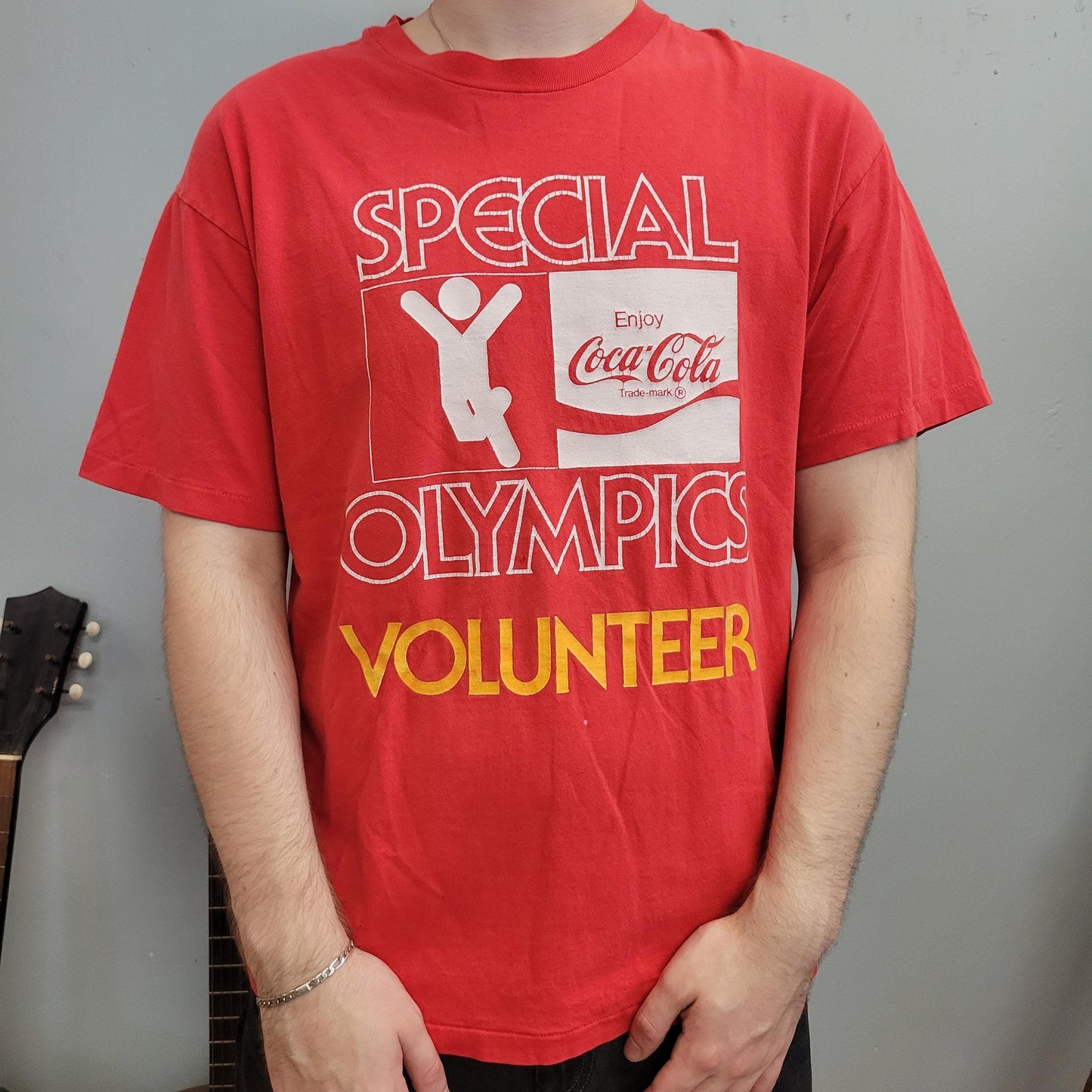 vtg 80s SPECIAL OLYMPICS COKE tshirt // vintage coca cola 90s paralymics red runner track player fan merch promo event retro style tee