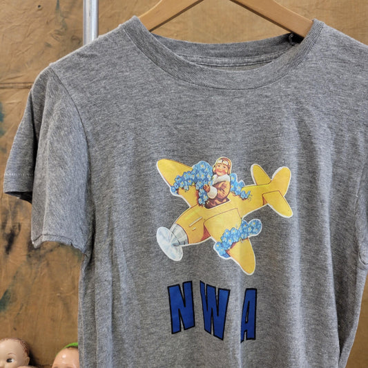 vtg 90s NWA TSHIRT // vintage thin soft womens aviation band tee funny sports team plane hipster punk rap tee over the sea carrot flower