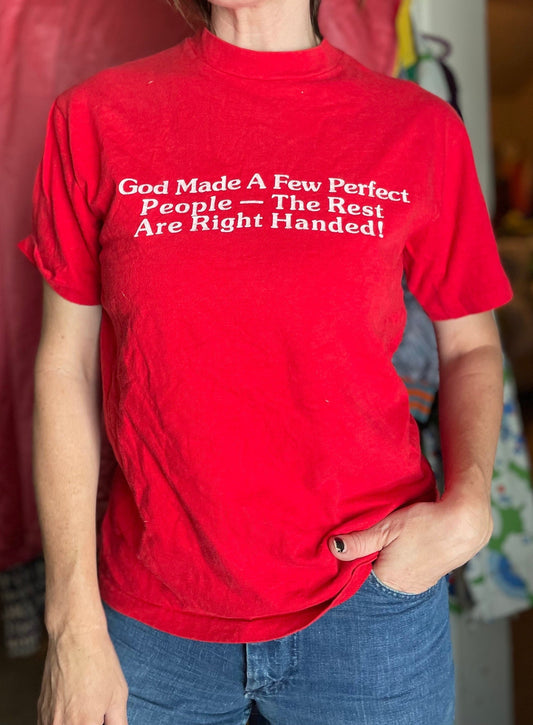 vtg 90s LEFT HANDED PEOPLE Shirt // vintage 80s funny tshirt ned flanders leftorium the simpsons reference god jesus weird lefty gift