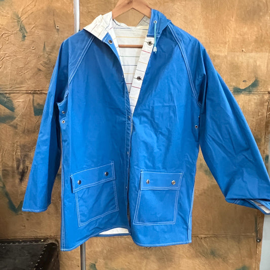 vtg RAINBOW STRIPED JACKET // vintage reversible striped hooded autumn stranger things 90s grunge pvc wet look shiny lightweight parka