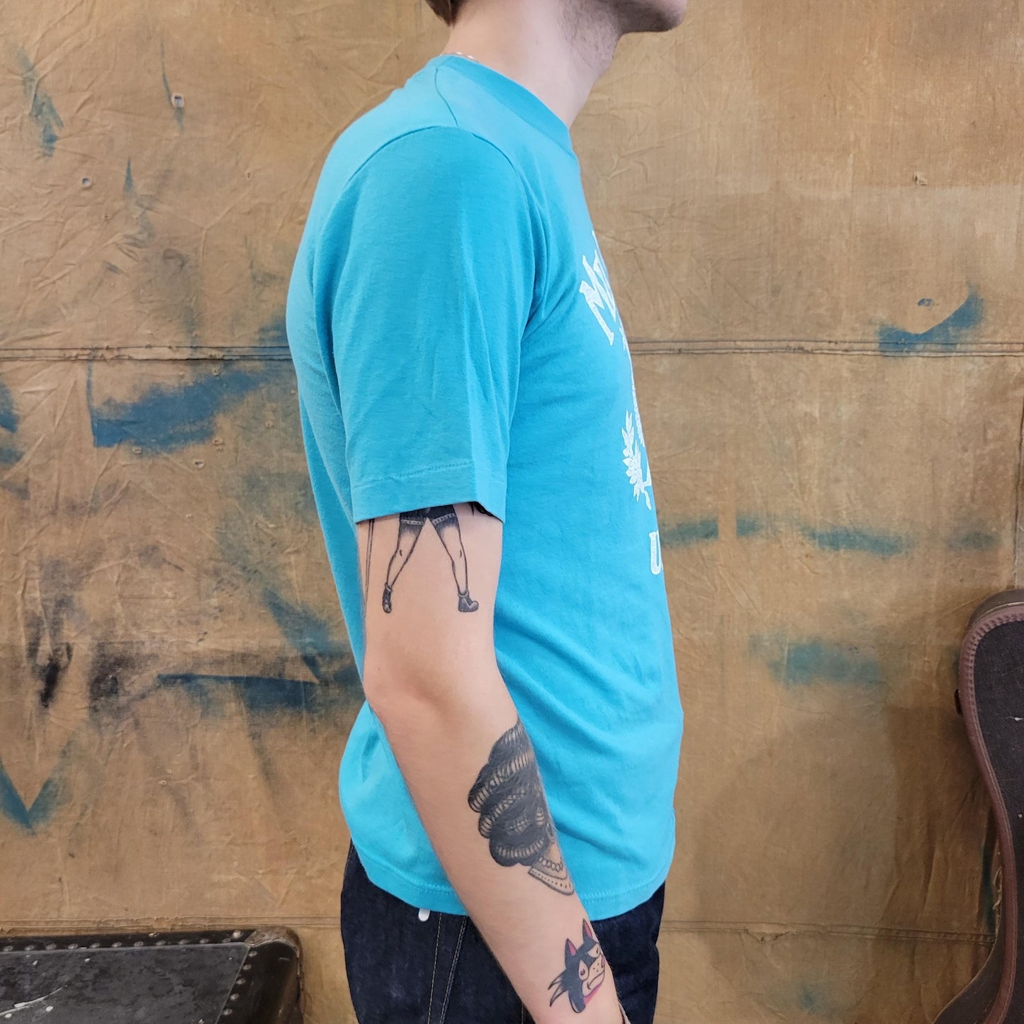 vtg 80s MEL MCDANIEL USA tshirt // vintage usa eagle ocean light blue country western texas outlaw true old style thin tour concert tee