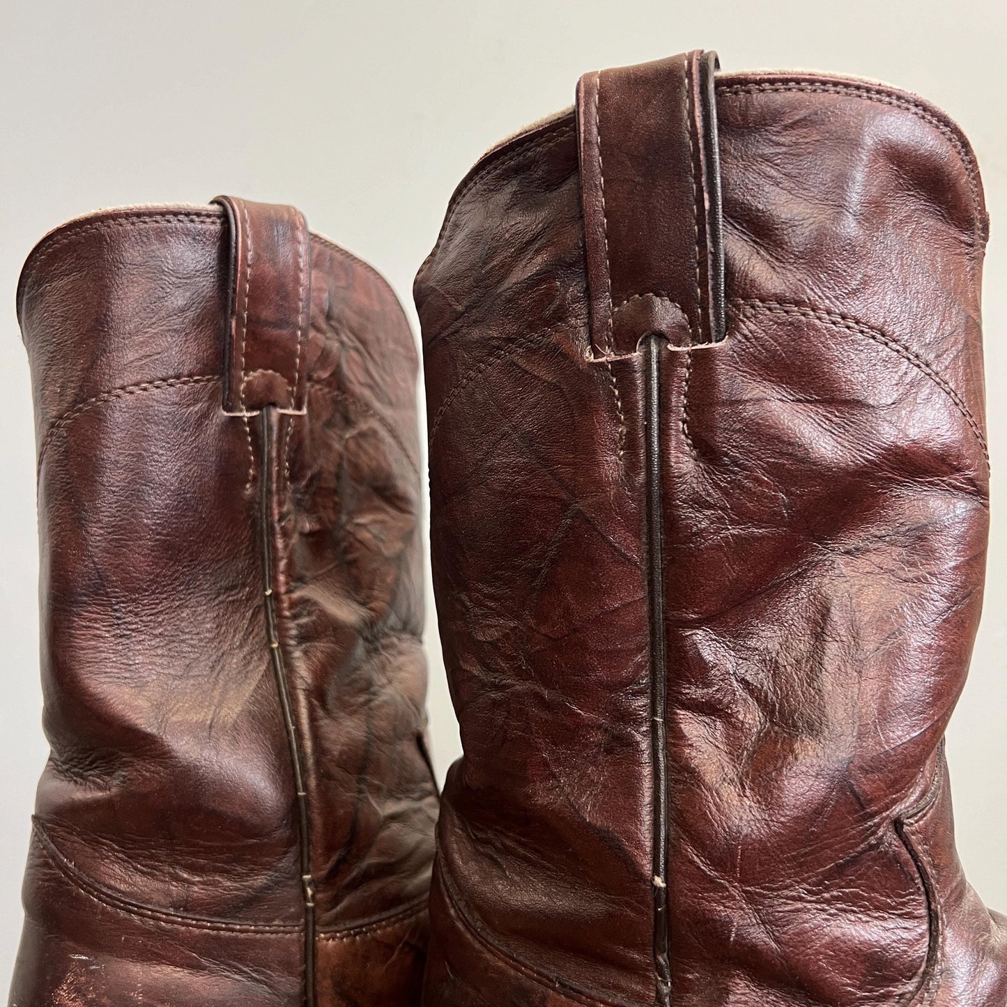 vtg 70s MARBLED LEATHER BOOTS // vintage justin biltrite style 3162 cowboy western style boots work shoes walking dead main character rugged