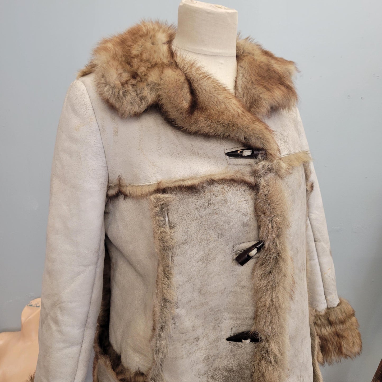 vtg 1970s REVERSIBLE SHERPA COAT // vintage collared full length fur coat warm furry penny lane style winter overcoat retro thick buckskin