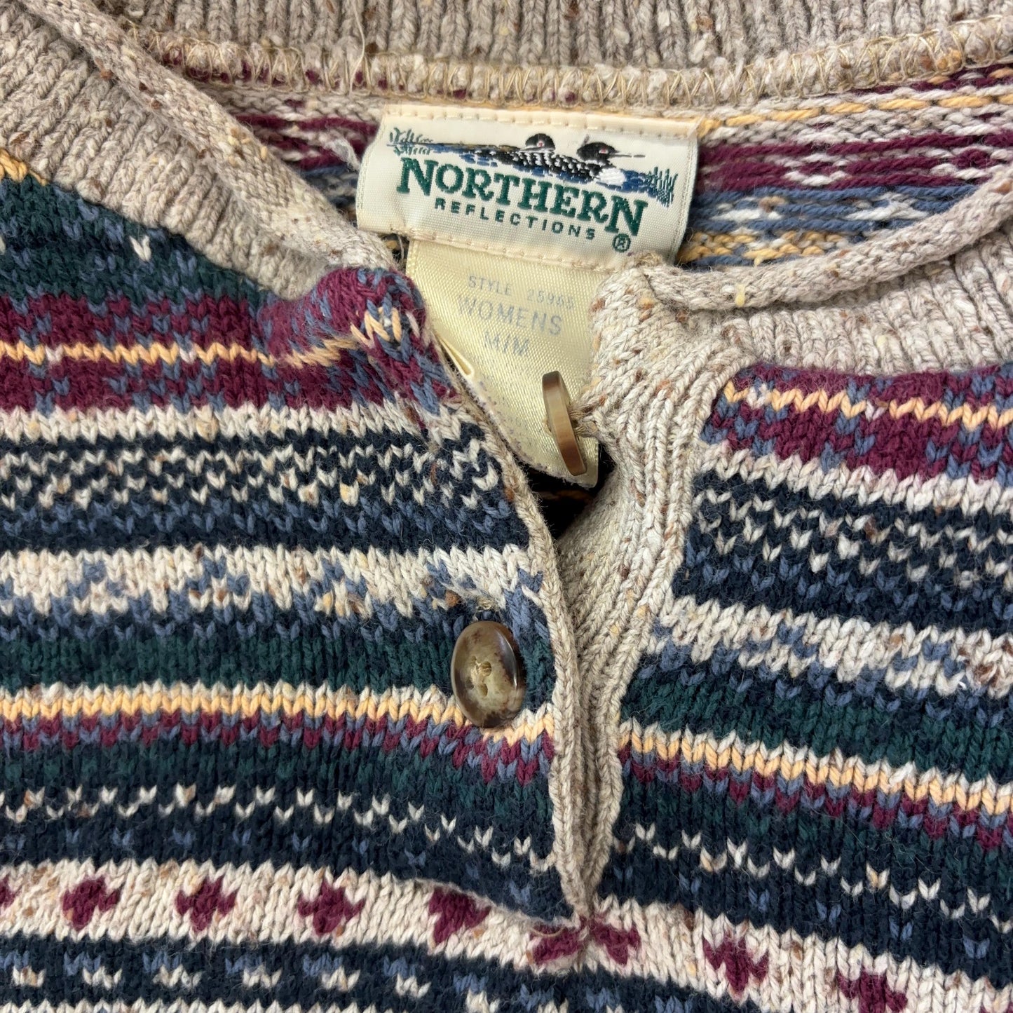 vtg 90s STRIPED PATTERNED SWEATER // vintage cozy soft cotton northern reflections preppy grunge slouchy fitted sweater boyfriend top autumn