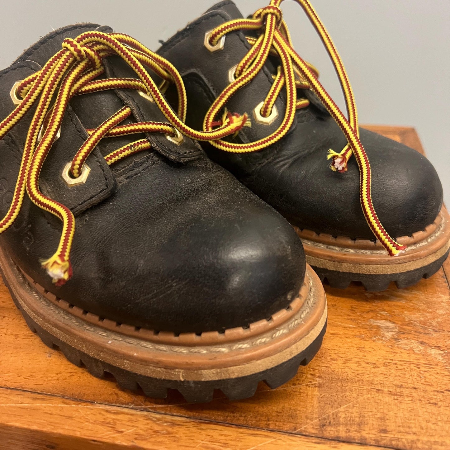 vtg 90s GEORGIA LOGGER BOOTS // vintage black leather lace up chunky clogs slip ons cute baby doll grunge style retro y2k slip dress biker
