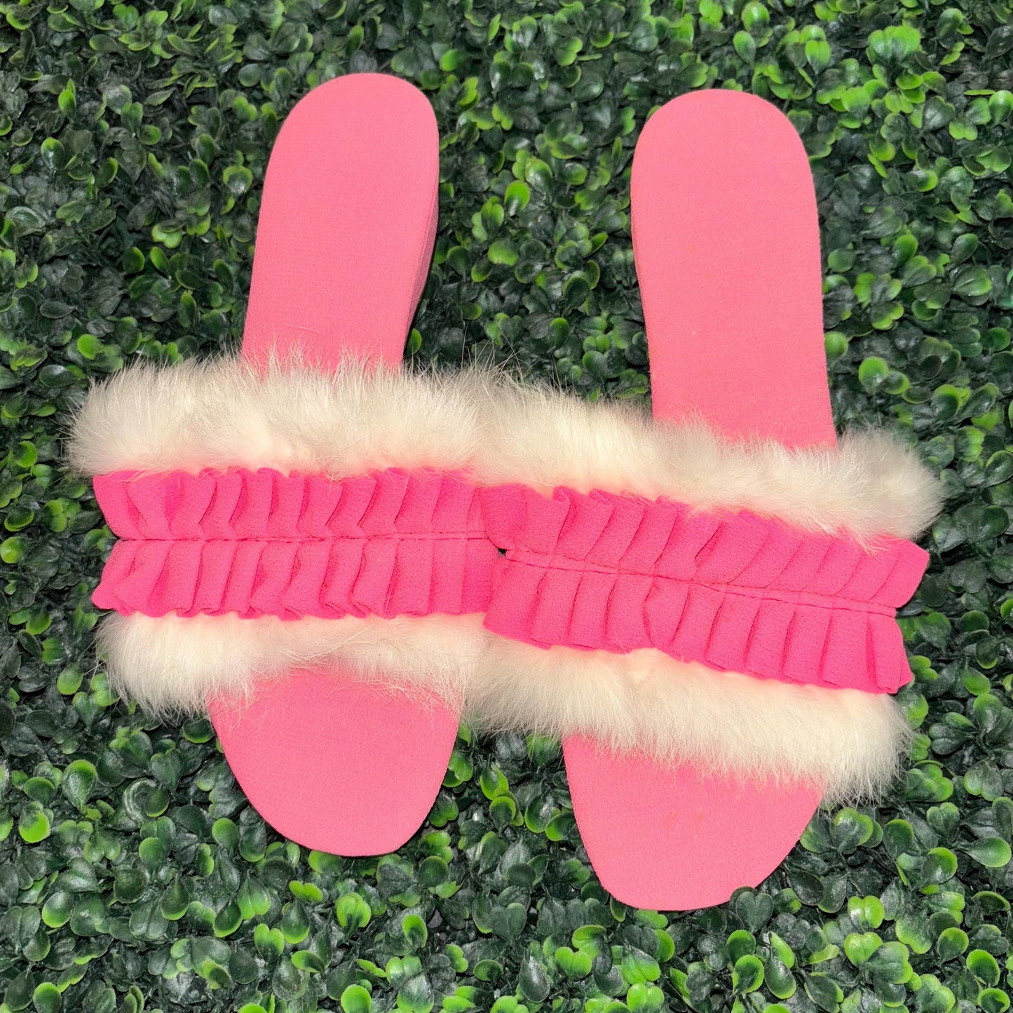 vtg 50s ANGORA TRIM SLIPPERS // pin up fur slippers textured satin and rabbit fur slip on shoes sexy hollywood glam dressing robe lingerie