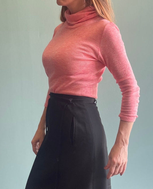 vtg 70s PASTEL PINK SWEATER // vintage funnel neck baby pink super soft layering top lightweight fairy pastel core winter minimalist teacher