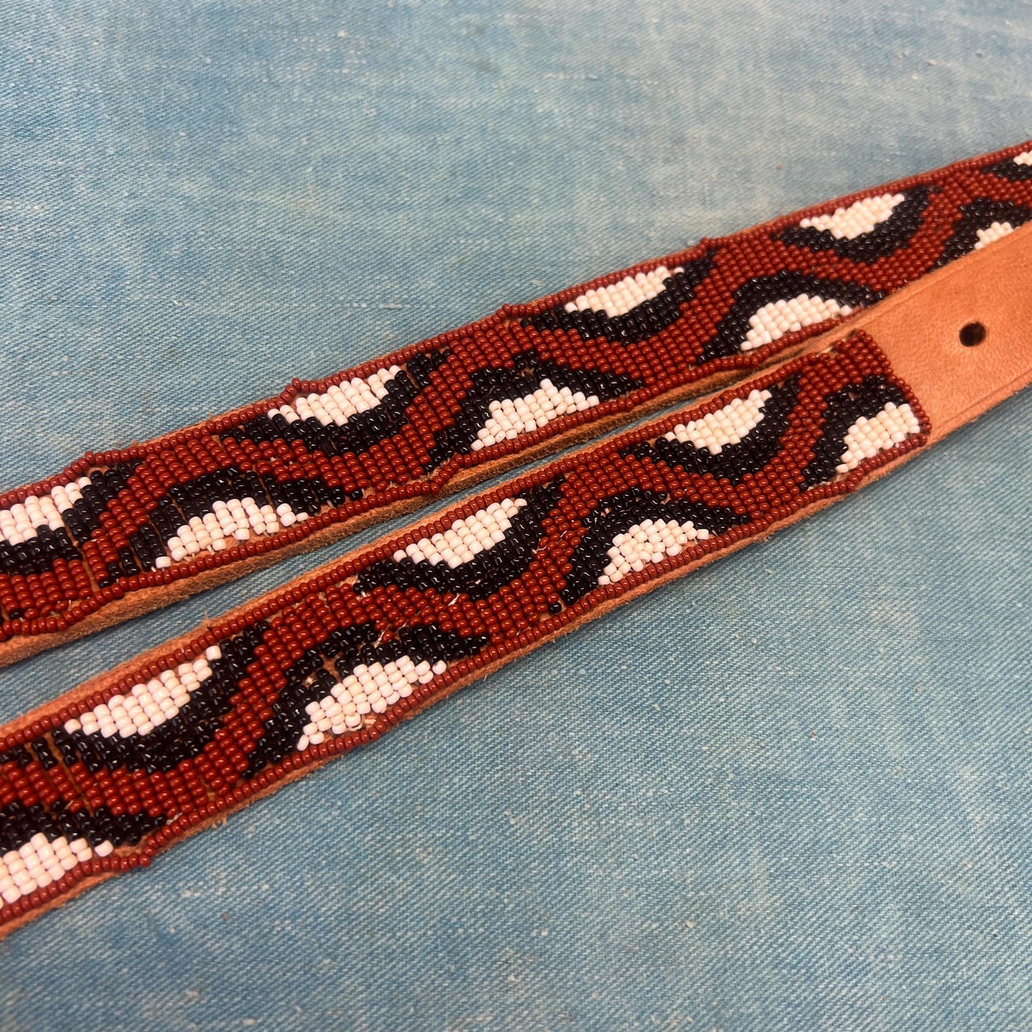 vtg HAND BEADED BELT // vintage snake pattern tan leather belt southwestern rustic bohemian hippie style accessories boho festival retro