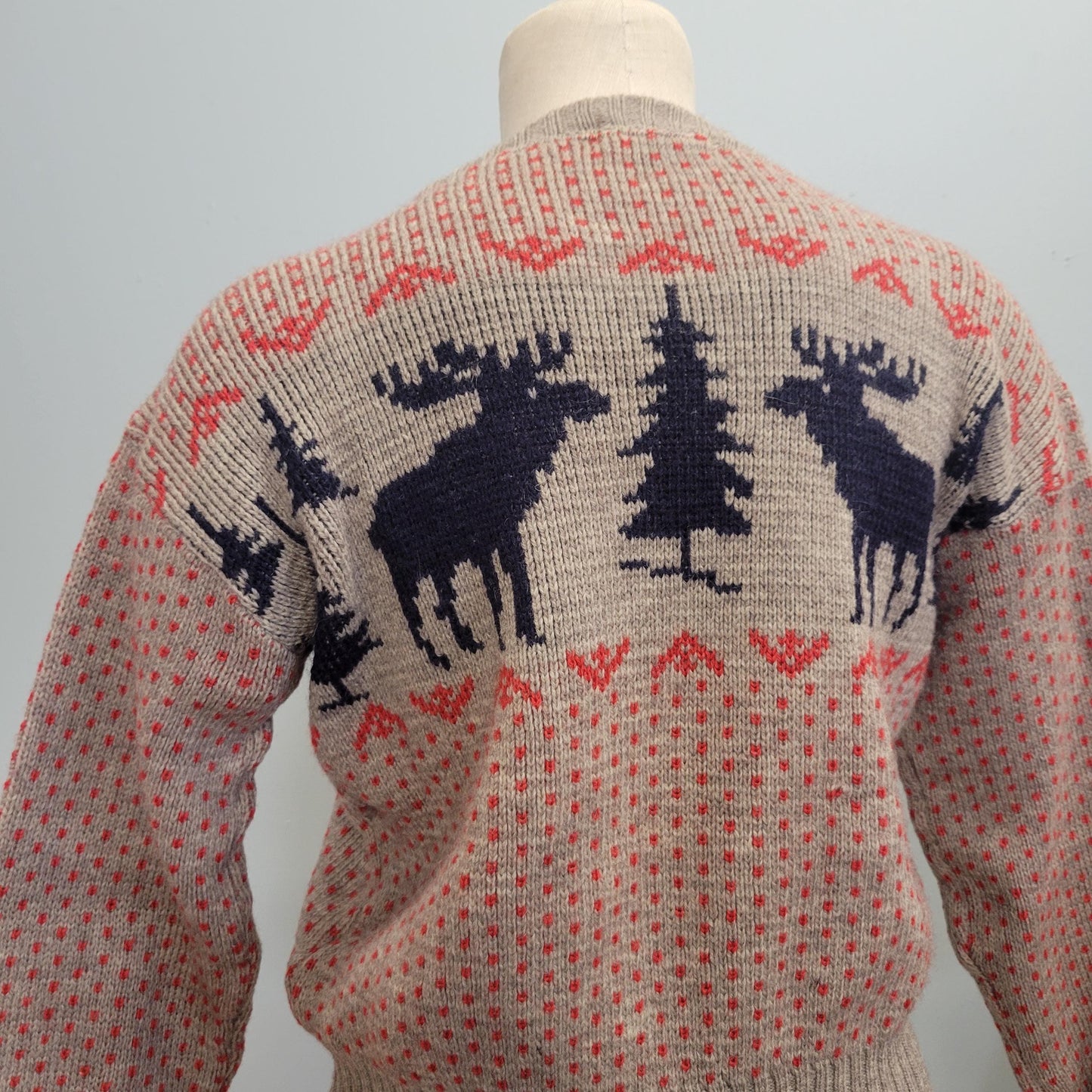 vtg 1940s PRINCETON MOOSE SWEATER // vintage dotted wool elk pine tree winter ski jumper polka dot fitted mcm 1950s preppy sportswear dad