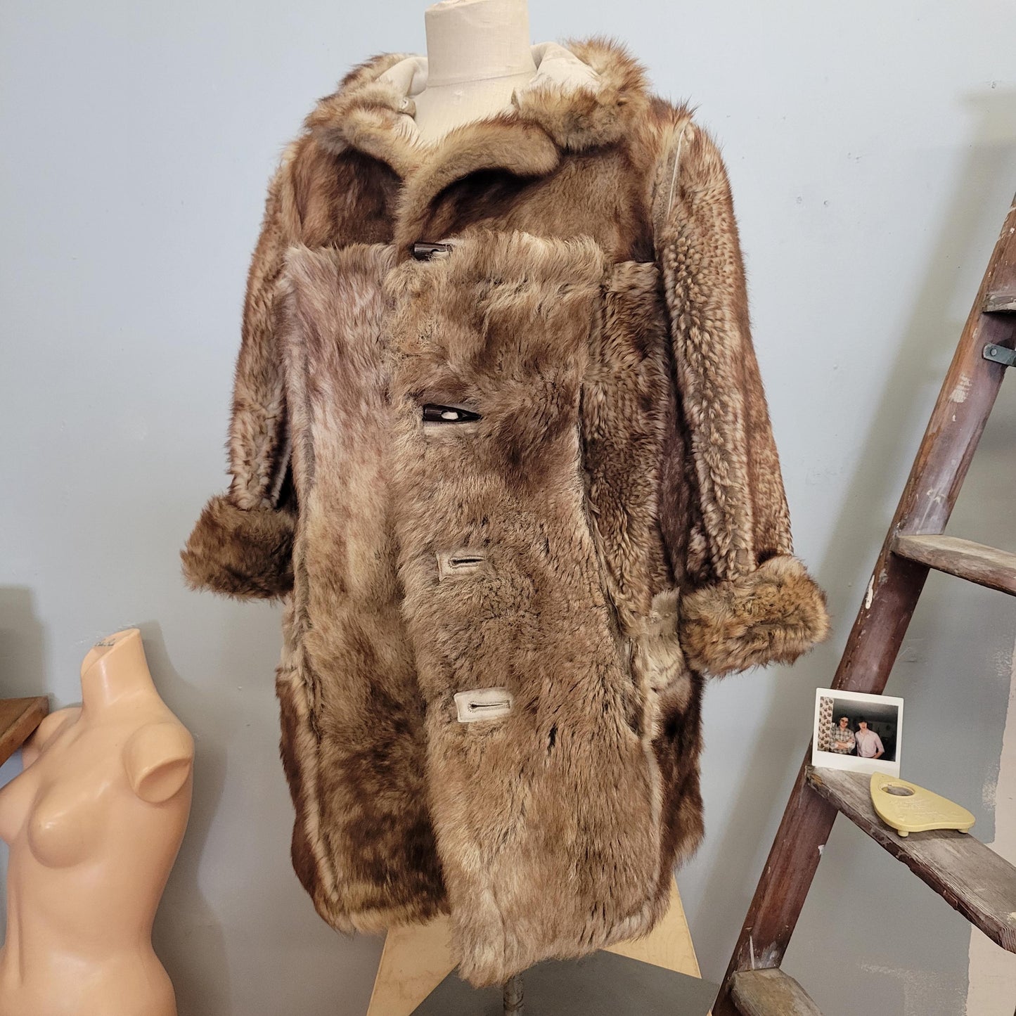 vtg 1970s REVERSIBLE SHERPA COAT // vintage collared full length fur coat warm furry penny lane style winter overcoat retro thick buckskin