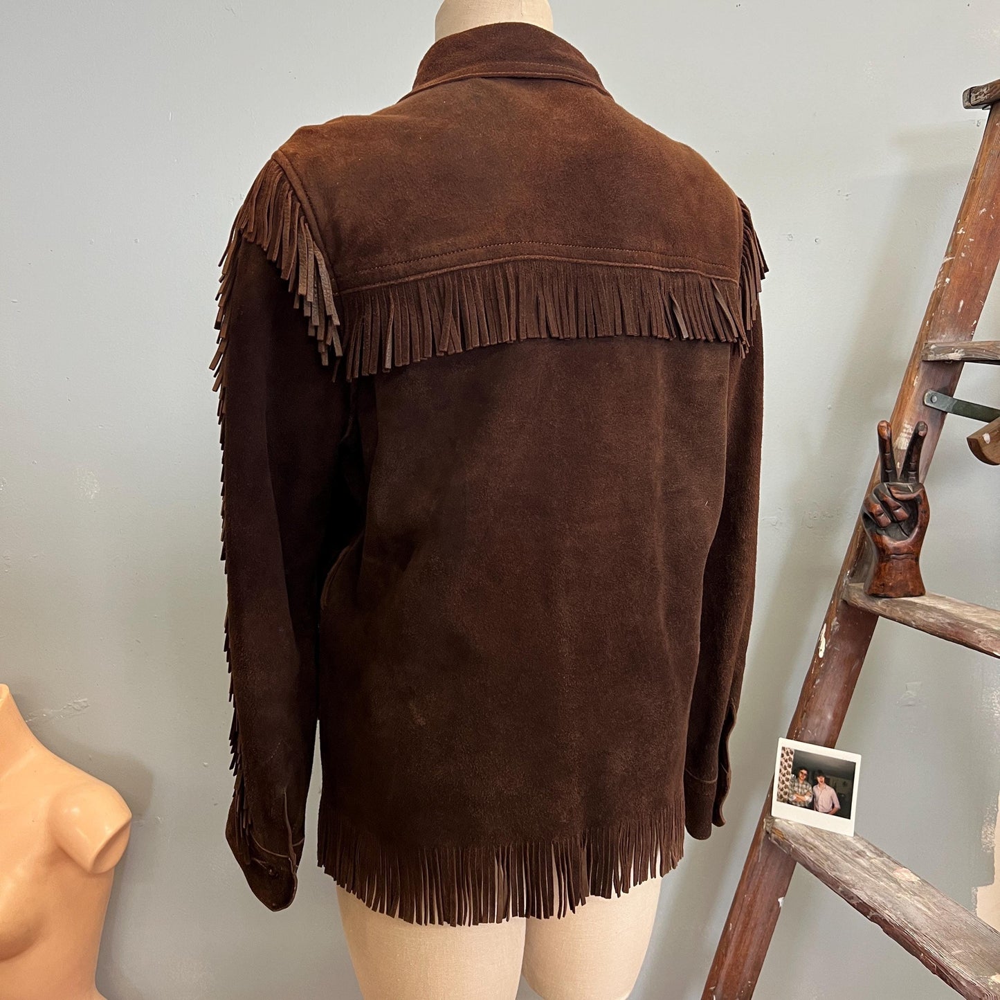 vtg 50s TASSLE FRINGE JACKET // vintage chocolate brown suede custom size 28 small davy Crockett western hippie bohemian ranchwear cowgirl
