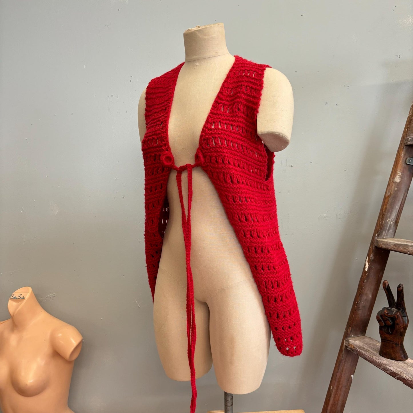 vtg 70s LONG CROCHET VEST // vintage retro style knit waistcoat mini dress cover up tnic boho hippie chic autumn vibes warm tones sweater