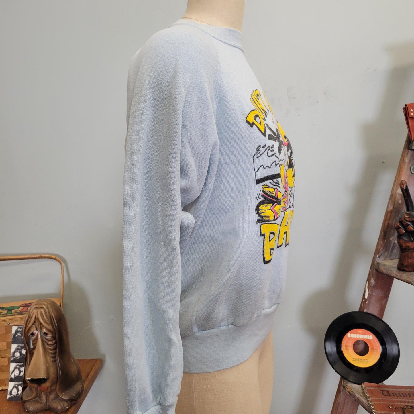 vtg 80s DONT WORRY Be HAPPY Sweatshirt // vintage vertex large don’t worry be happy duck vacation hang loose chill out cartoon funny shirt