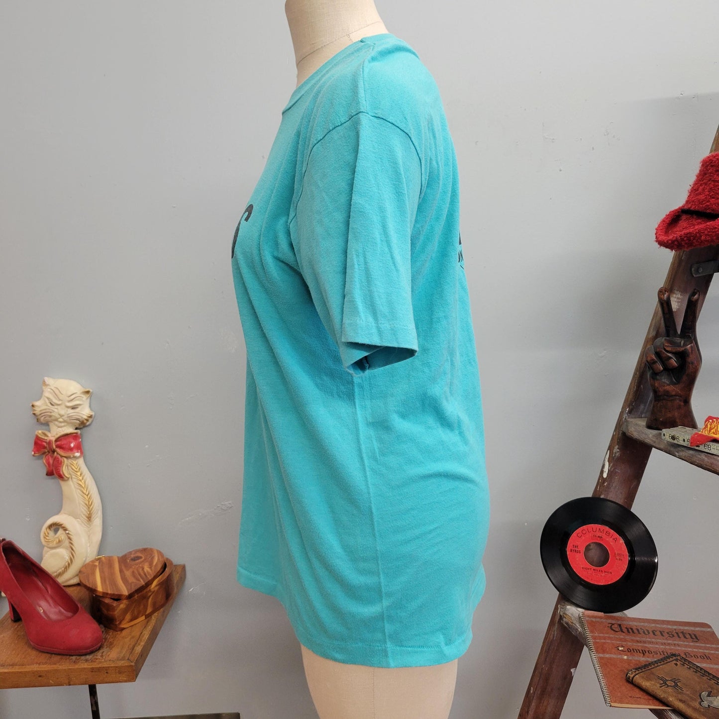 vtg 80s ROMEOS SOFTBALL TSHIRT // vintage hanes large teal girls softball association cute casual retro womens sports club cute funny style
