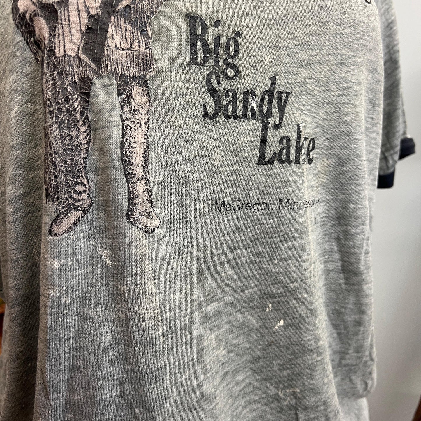 vtg 70s TRADERS POST TSHIRT // vintage distressed ringer hanes xl big sardy lake minnesota paper thin oversized paint rugged thrashed artist