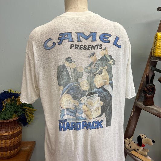 vtg 90s CAMEL HARD PACK T-shirt // vintage 1991 joe camel hard pack promo usa paper thin xl faded soft retro graphic tee baggy punk grunge