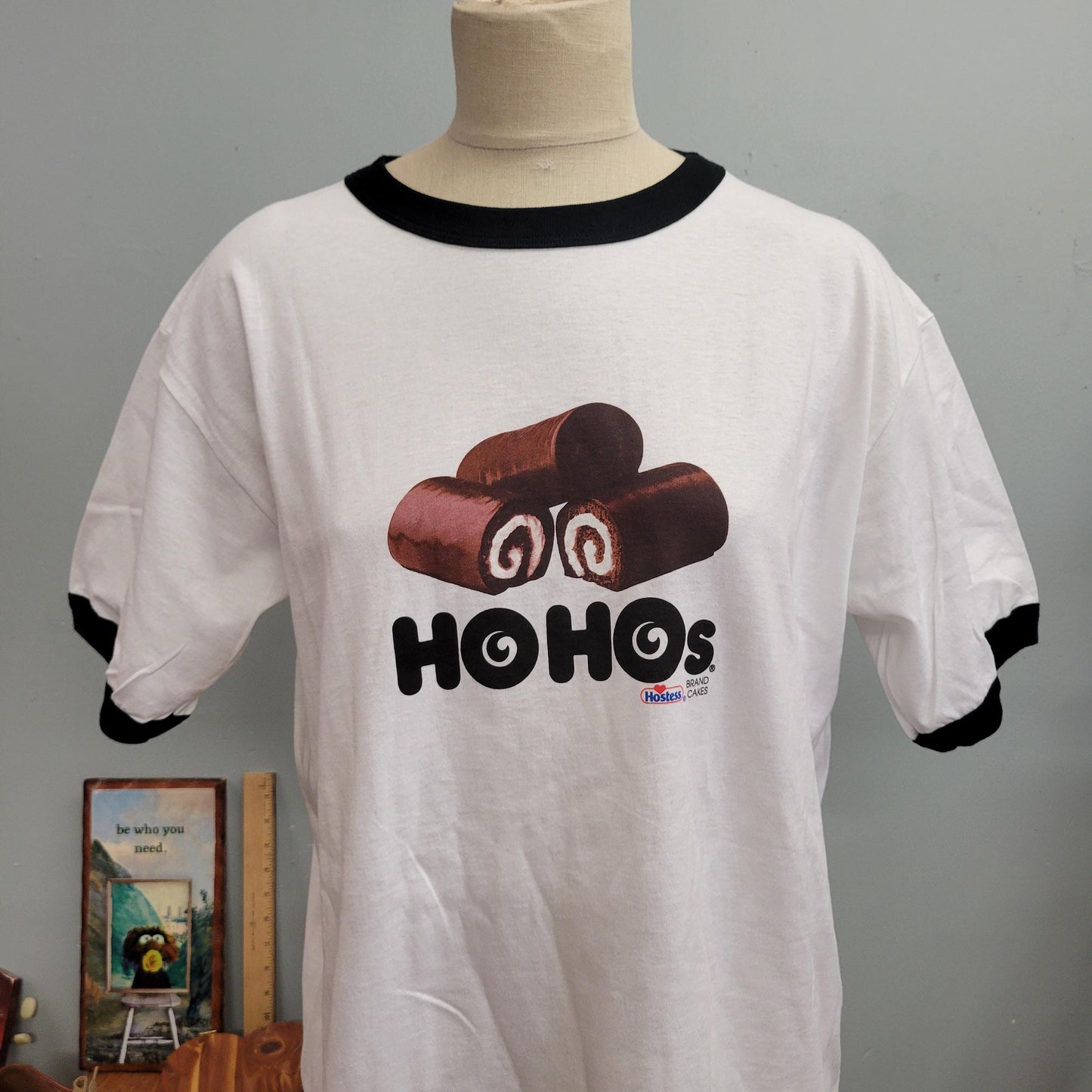 vtg 90s HOHOS SNACK TSHIRT // deadstock vintage large oversized ringer shirt hostess little debbie chocolate pop art retro mall alternative