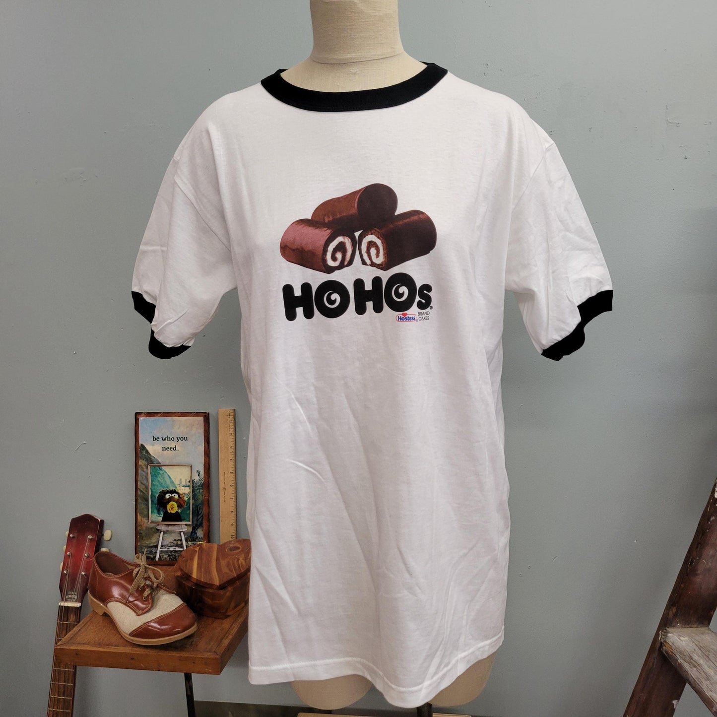 vtg 90s HOHOS SNACK TSHIRT // deadstock vintage large oversized ringer shirt hostess little debbie chocolate pop art retro mall alternative