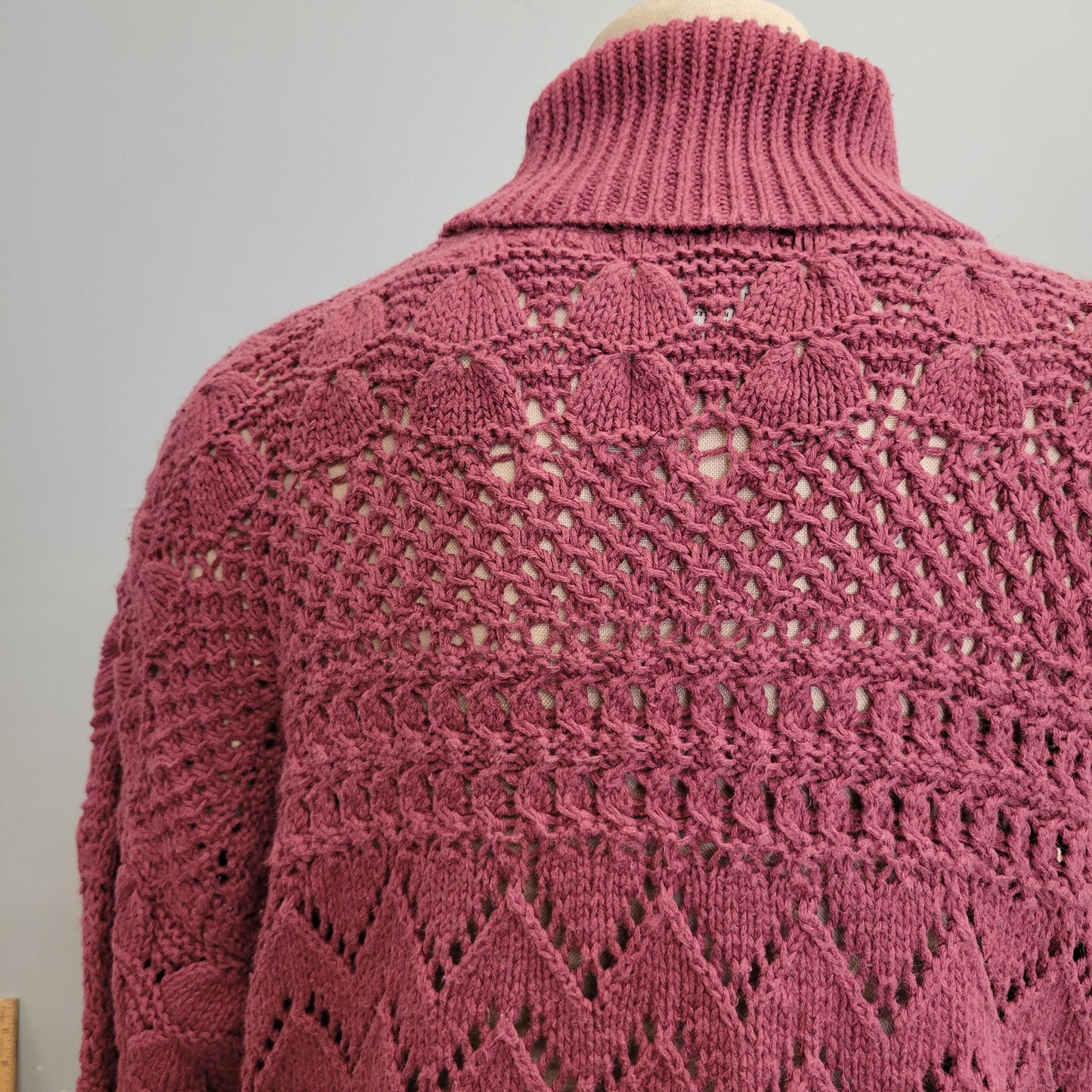 vtg 90s HAND KNIT SWEATER // vintage rosey mauve womens large oversized slouchy cowl neck slouchy sweater dress romantic casual cozy autumn